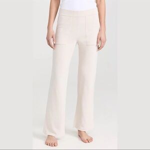 Barefoot Dreams Beige Soft Cozy Loungewear Wide Leg Pants Rolled Hem Cozy Chic